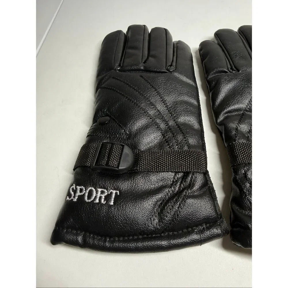 Sport Women’s Thinsulate Faux Leather Gloves Black New Size L